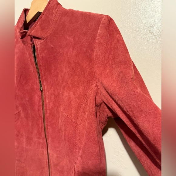 Relativity Vtg Women's Red Rust Suede Bomber Jacket Y2K Genuine Leather Large - Picture 7 of 13